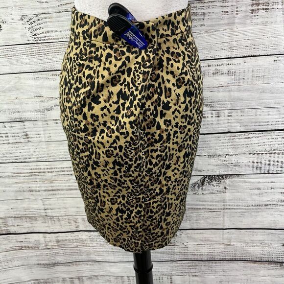 J Crew No. 2 Pencil Skirt size 0 Leopard Cheetah Straight Knee Stretch Career - Picture 6 of 7